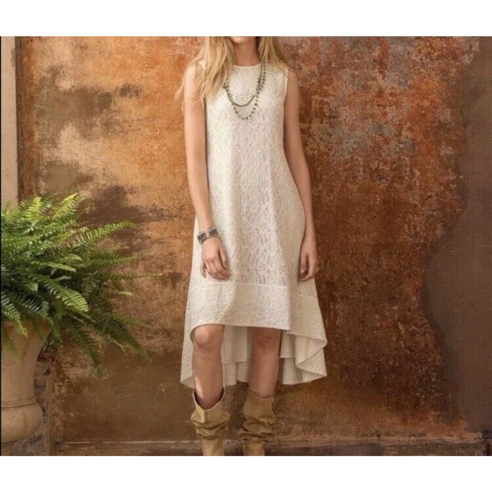 NWT Sundance Womens Inner Grace Dress Size 6 Hi Low Hem Lace Cream Sleeveless